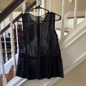 J. Crew Black Sheer Polka Dot Top